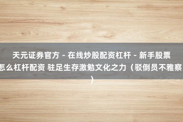 天元证券官方 - 在线炒股配资杠杆 - 新手股票怎么杠杆配资 驻足生存激勉文化之力（驳倒员不雅察）