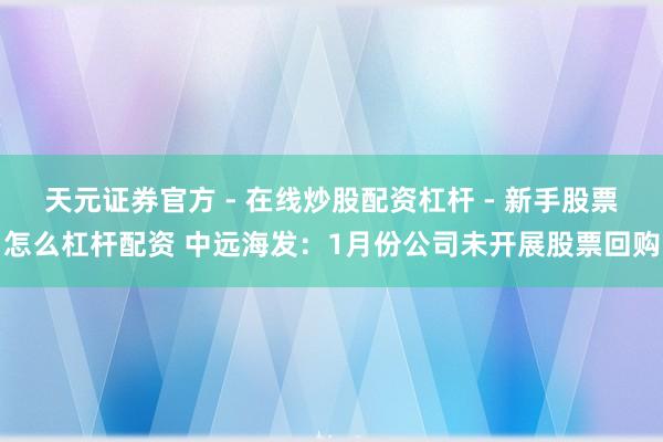 天元证券官方 - 在线炒股配资杠杆 - 新手股票怎么杠杆配资 中远海发：1月份公司未开展股票回购